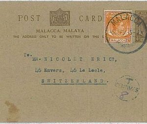 34819   POSTAL HISTORY - POSTAL STATIONERY -  MALAYA to SWITZERLAND - TAXED!