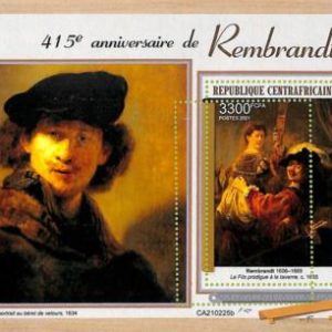 A7635 - CENTRAFRICAINE- ERROR MISPERF Stamp Sheet - 2021 - ART Rembrandt