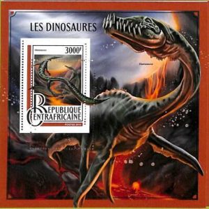 A7571 - CENTRAFRICAINE - ERROR MISPERF Stamp Sheet-2016- Prehistorics: dinosaurs