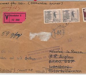 61091  - SWEDEN - POSTAL HISTORY - REDIRECTED COVER  1970 -  NOBEL PRICE