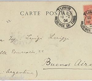 TUNISIA --  POSTAL HISTORY: POSTCARD to ARGENTINA 1904
