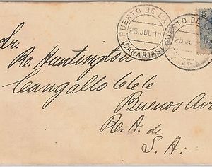 56292 - SPAIN -  POSTAL HISTORY: COVER from PUERTO de la LUZ to ARGENTINA 1911