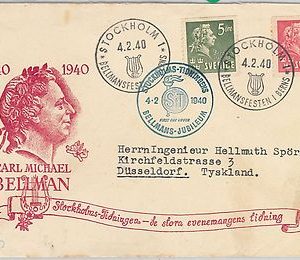 56784  -  MUSIC - SWEDEN - POSTAL HISTORY:  SPECIAL COVER with card inside 1940