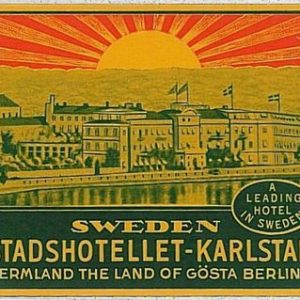 vintage HOTEL LABEL Advertising  -   Sweden STADSHOTELLET  - Karlstad