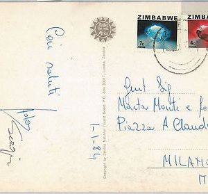 56779 - MINERALS - ZIMBABWE - POSTAL HISTORY:   STAMPS  on  POSTCARD  1984