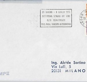 56715 - GASTRONOMY: Wine -  ITALY -  POSTAL HISTORY: Postmark on COVER 1975