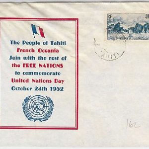 Océanie TAHITI  -  POSTAL HISTORY - SPECIAL COVER  : United Nations 1952