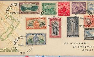 62920  - NEW ZEALAND - POSTAL HISTORY -  1946 Peace on ILLUSTRATED FDC COVER