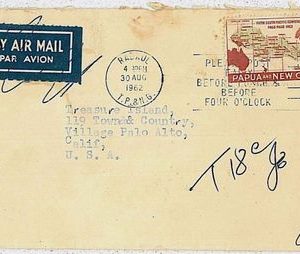 MAPS -- POSTAL HISTORY -  PAPUA NEW GUINEA : cover 1962 - Rabaul to USA - TAXED!