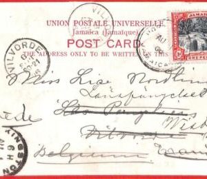 aa3766 - JAMAICA - POSTAL HISTORY - Ethnic POSTCARD to BELGIUM 1906 - REDIRECTED
