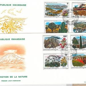 RWANDA - POSTAL HISTORY Scott # 685/92 on FDC COVERS 1975  NATURE plants FLOWERS