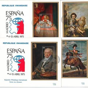57328   RWANDA - POSTAL HISTORY: Sc# 628/31  FDC COVERS 1975  ART Velazquez GOYA