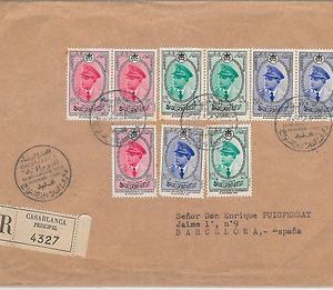 57320 - MOROCCO - POSTAL HISTORY: REGISTERED FDC COVER - Scott # 19/21 * 3 1957