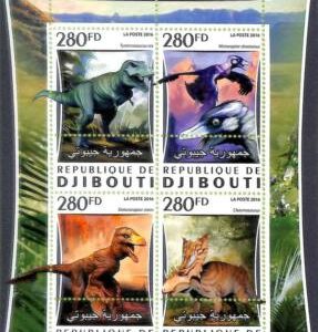 A7692 - DJIBOUTI - ERROR MISPERF Stamp Sheet - 2016  Prehistorics DINOSAURS
