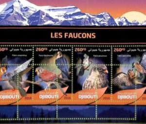 A7673- DJIBOUTI - ERROR MISPERF Stamp Sheet - 2016 BIRDS of PREY Hawks