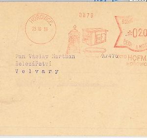 61506 - BOHEMIA MORAVIA - POSTAL HISTORY - RED MECHANICAL POSTMARK on CARD 1939