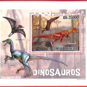 A4447 - SAO TOME & PRINCIPE- ERROR MISPERF Souvenir s: 2010 Dinosaurs Prehistory