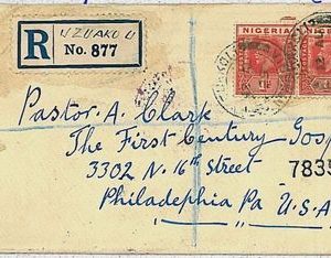 POSTAL HISTORY -  NIGERIA : registered cover to  USA 1929