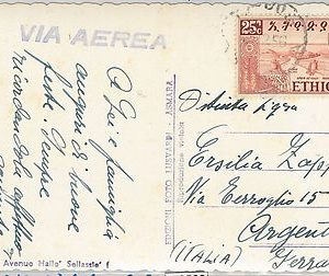 53521 - ETHIOPIA  -  POSTAL HISTORY - POSTCARD: AIRMAIL to ITALY 1956
