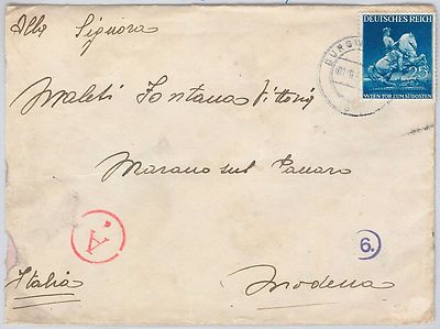 GERMANY -  POSTAL HISTORY - MICHEL 771 on COVER from Burgwindheim to ITALY 1941