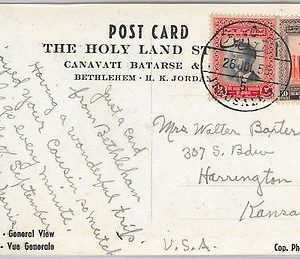48830  - JORDAN -  POSTAL HISTORY -   POSTCARD from JERUSALEM  to USA 1955