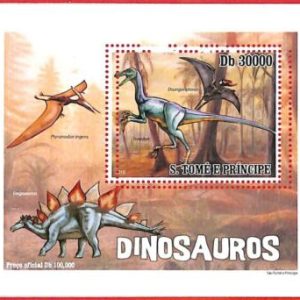 A4448 - SAO TOME & PRINCIPE- ERROR MISPERF Souvenir s: 2010 Dinosaurs Prehistory
