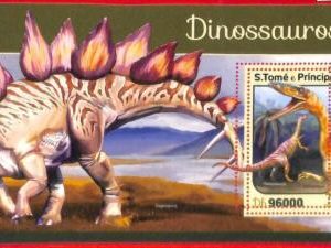 A4455 - SAO TOME & PRINCIPE- ERROR MISPERF Souvenir s: 2016 Dinosaurs Prehistory