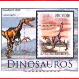 A4457 - SAO TOME & PRINCIPE- ERROR MISPERF Souvenir s: 2010 Dinosaurs Prehistory
