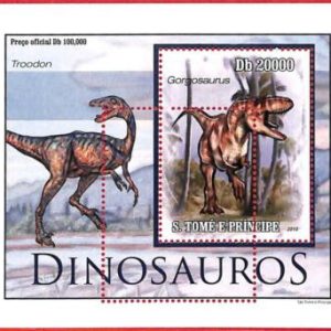 A4456 - SAO TOME & PRINCIPE- ERROR MISPERF Souvenir s: 2010 Dinosaurs Prehistory
