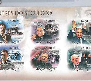 MOZAMBIQUE - ERROR, 2011 IMPERF SHEET: Roosevelt, Gorbachev, Obama, Regan Walesa