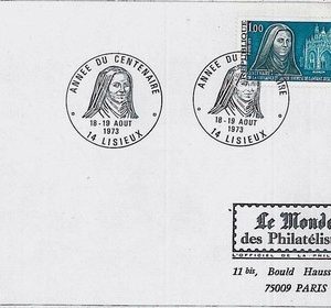RELIGION  SAINTE THERESE : FRANCE -  POSTAL HISTORY-  FDC COVER : 1973