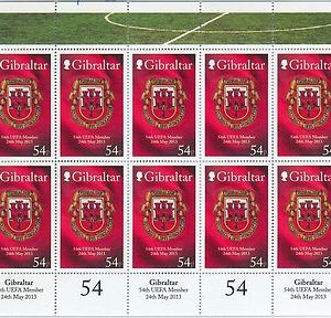 64454 -  GIBRALTAR - STAMPS - 2013  - UEFA Football  MINIATURE SHEET
