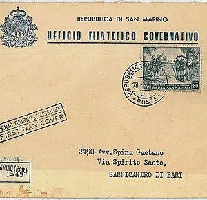 COLUMBUS  - POSTAL HISTORY: SAN MARINO - FDC COVER 1952
