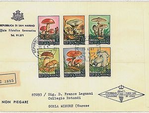 SAN MARINO postal history FDC COVER - MUSHROOMS 1967