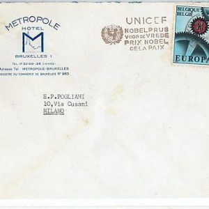 59839 -  BELGIUM - POSTAL HISTORY:  COVER to ITALY  1967 -  UNICEF Nobel Prize
