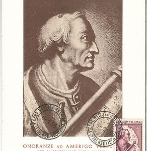 64844 - ITALY - POSTAL HISTORY -  MAXIMUM CARD  1955  - AMERIGO VESPUCCI Map