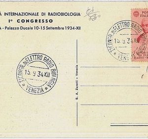 MEDICINE  RADIO BIOLOGY : ITALY -  POSTAL HISTORY-  FDC POSTCARD 1934