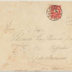 58165 - HUNGARY - POSTAL HISTORY: COVER from FIUME  to Italy 1892 - SHIFTED PERF