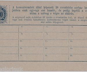 HUNGARY Magyarország -  POSTAL HISTORY:  TELEGRAM FORMULAR CARD