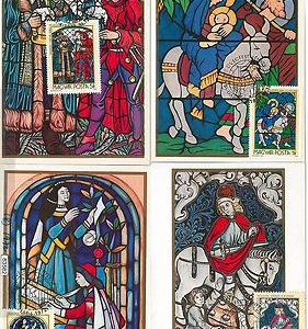 63582 - HUNGARY - POSTAL HISTORY: Set of 8 MAXIMUM CARDS 1972  ART Glass windows