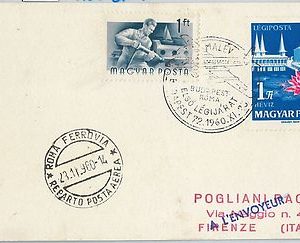 60217  -  HUNGARY - POSTAL HISTORY - AVIATION: First Flight  CARD to ITALY 1960