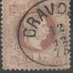 60893 -  HUNGARY - STAMPS:   50 Kr RED perf 12 with  NICE  POSTMARK: Gravo..