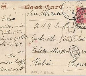 52410   -  JAPAN -  POSTAL HISTORY: POSTCARD to ITALY 1908