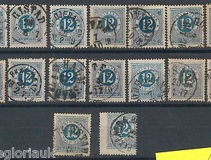 SWEDEN Sverige - LOT of used STAMPS : 12 O. both perforations / different shades