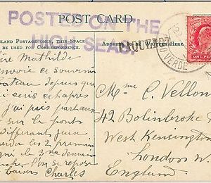 GB -  POSTAL HISTORY: BRITSH STAMP on POSTCARD postmarked CABO VERDE - PAQUEBOT