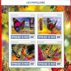 A1413 - Niger - IMPERF stamp sheet 2017 - Butterflies Бабочки Насекомые Insects