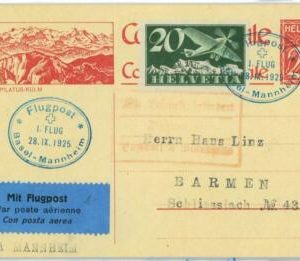 P0039 - Switzerland - POSTAL HISTORY - SBHV # F4  on SF# 25.8 Stationery -  1925