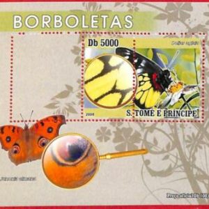 A3363 - SAO TOME & PRINCIPE, ERROR MISPERF, Souvenir sheet: 2008, Butterflies
