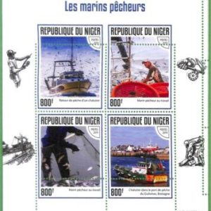 A2452 - NIGER - ERROR: MISPERF, Miniature sheet - 2019, Fishing, Boats