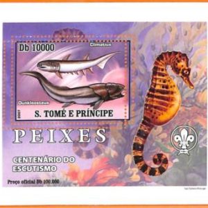 A6626 - SAO TOME & PRINCIPE, Error, 2007, MISSPERF SOUVENIR S: Fish, Boy Scouts